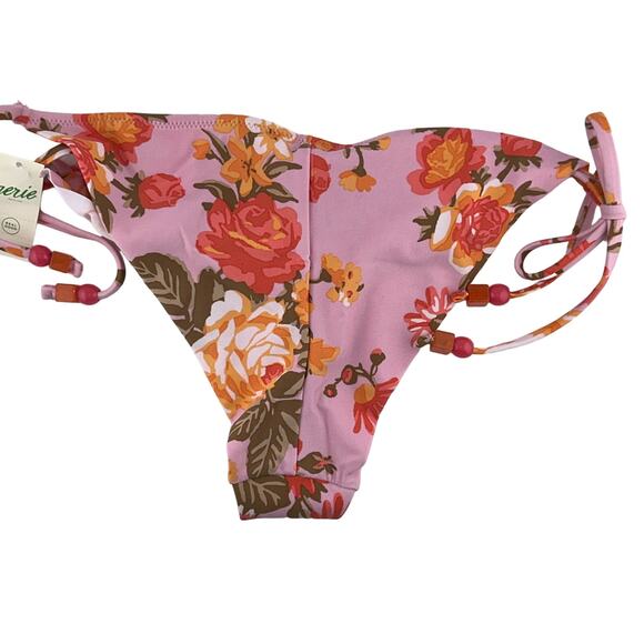 Aerie Pink Floral Tie Bikini Bottoms Size Small NWT - Picture 2 of 3